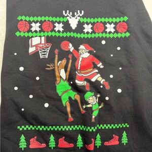 Festive Santa Basketball Throw Blanket - Black and Green